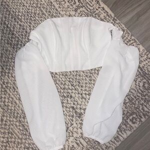 Wild Fable White Textured Crop Top